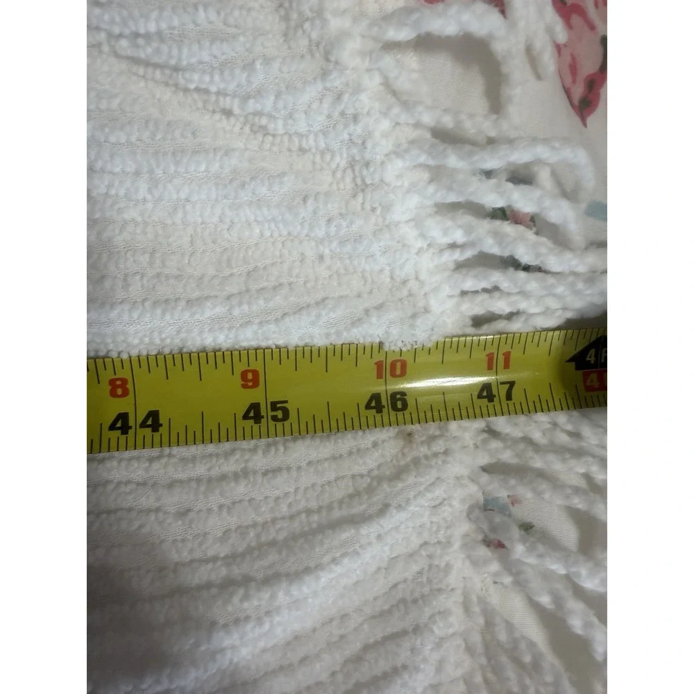 Vintage White Hobnail Chenille Medallion Full Queen Bedspread CUTTER DAMAGE